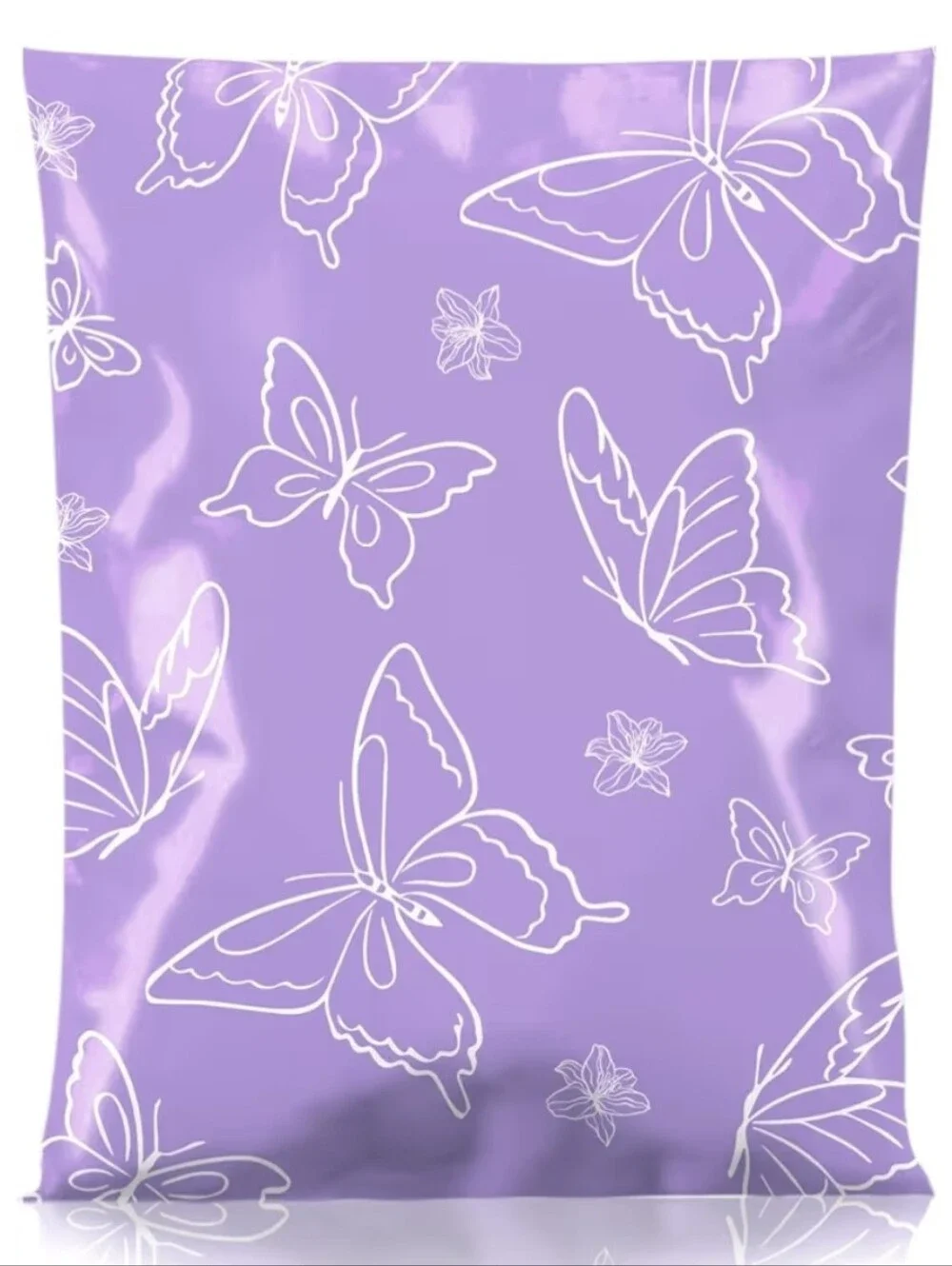 1 Set (20) 15x19 Purple Butterfly Poly Mailers